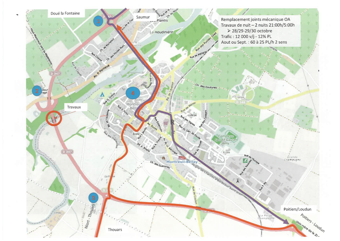 Déviation les nuits du 28 et 29 octobre prochains