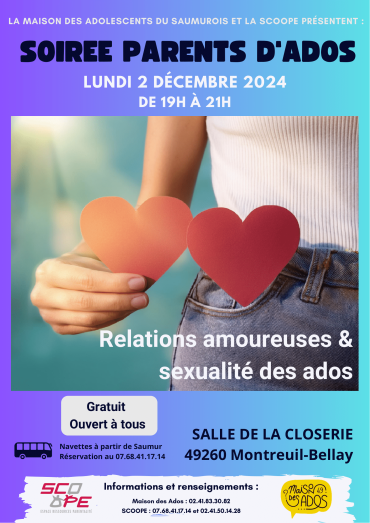 Soirée parents d'ados : relations amoureuses & sexualité des ados